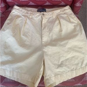 Men’s Size 36 Polo by Ralph Lauren Chino style pleated Andre Short Yellow Shorts